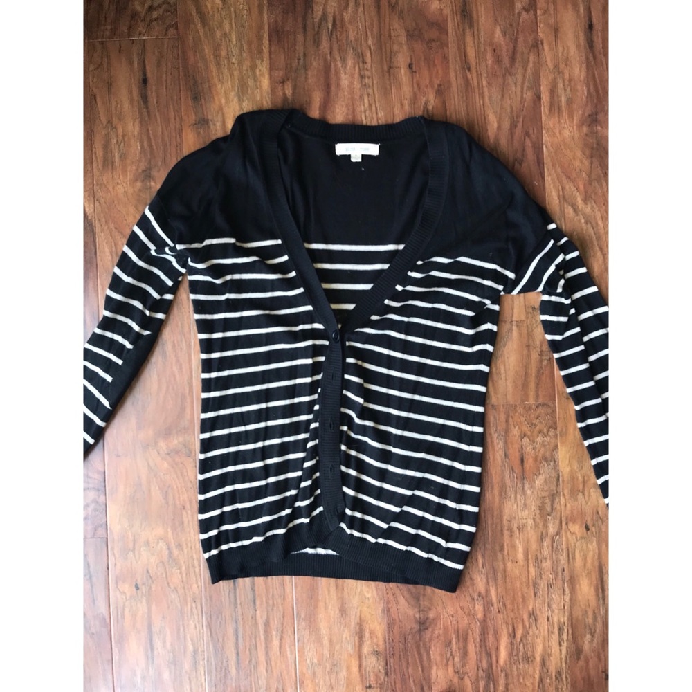 Black and Tan striped, button down cardigan